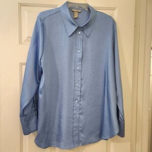 Oversized Button-Down Boyfriend Shirt Lt Blue